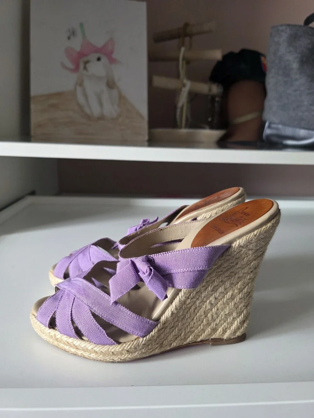 Christian Louboutin Lavender Fabric Wedge Espadrilles